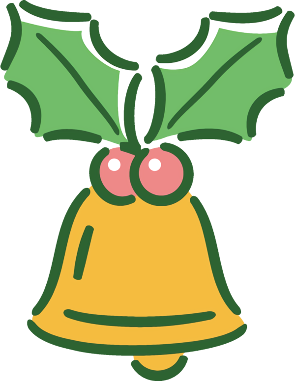 Transparent christmas Green Yellow Bell for holly for Christmas