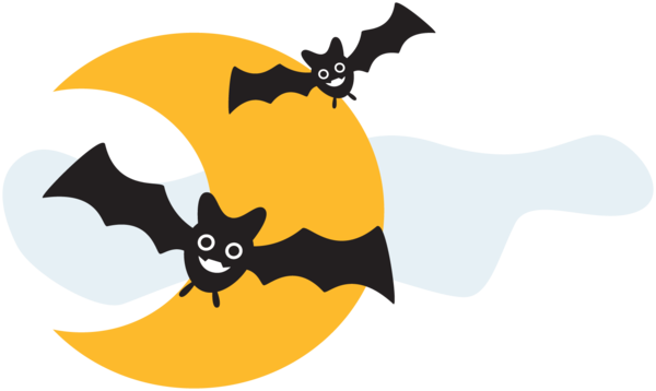 Transparent Halloween bats and moon for Halloween