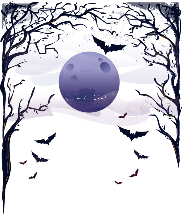 Transparent Halloween Halloween Card Poster Purple Tree for Halloween