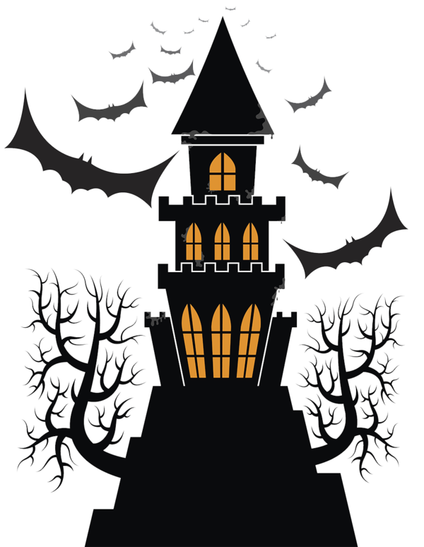 Transparent Frankenstein Castle Halloween Ghost Silhouette Tree for Halloween