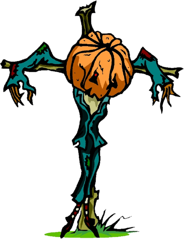 Transparent Cartoon Pumpkin Scarecrow Woody Plant Tree for Halloween