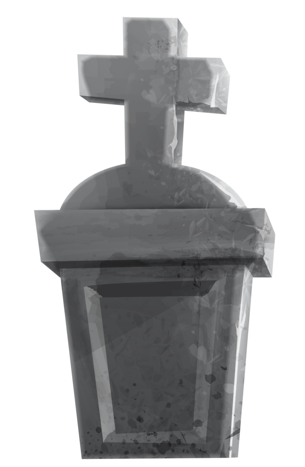 Transparent Headstone Cemetery Grave Cross Black And White for Halloween