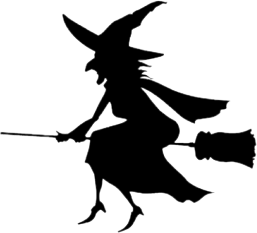 Transparent Witchcraft Halloween Witches Color Black And White Silhouette for Halloween