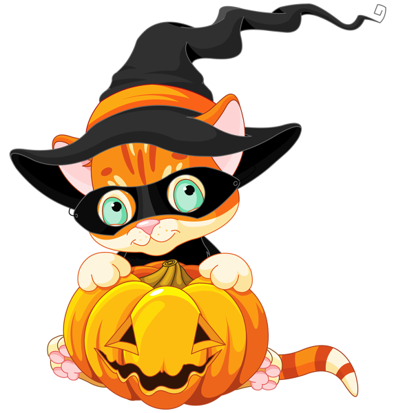 Transparent Cat Character Cucurbita Maxima Cartoon for Halloween