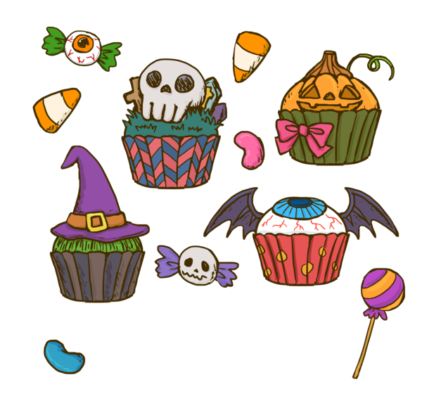 Transparent Halloween Cake Cupcake Birthday Cake Food Line for Halloween