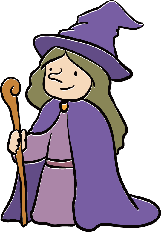 Transparent Hag Cartoon Watercolor Painting Purple Headgear for Halloween