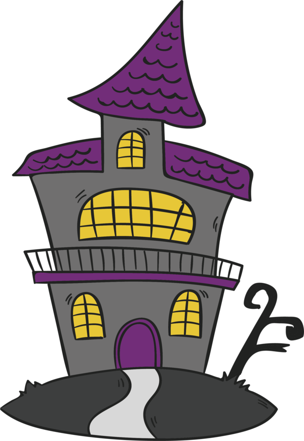 Transparent Halloween Party Castle Purple Design for Halloween
