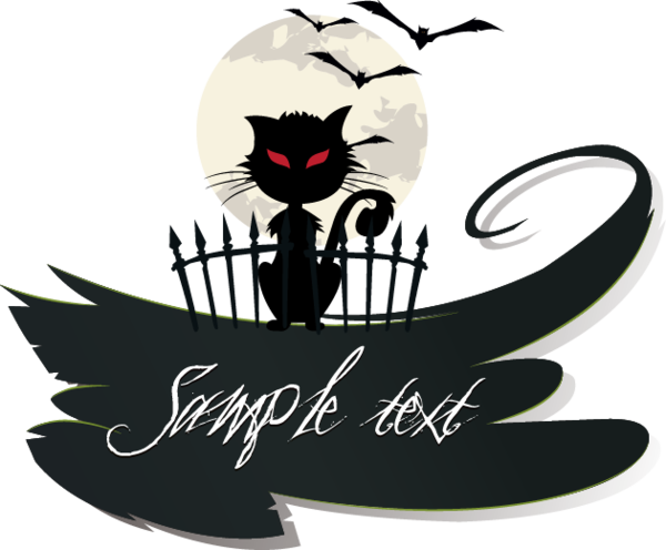 Transparent Cat Bat Halloween Logo for Halloween