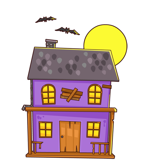 Transparent Haunted Attraction House Cartoon Area Purple for Halloween