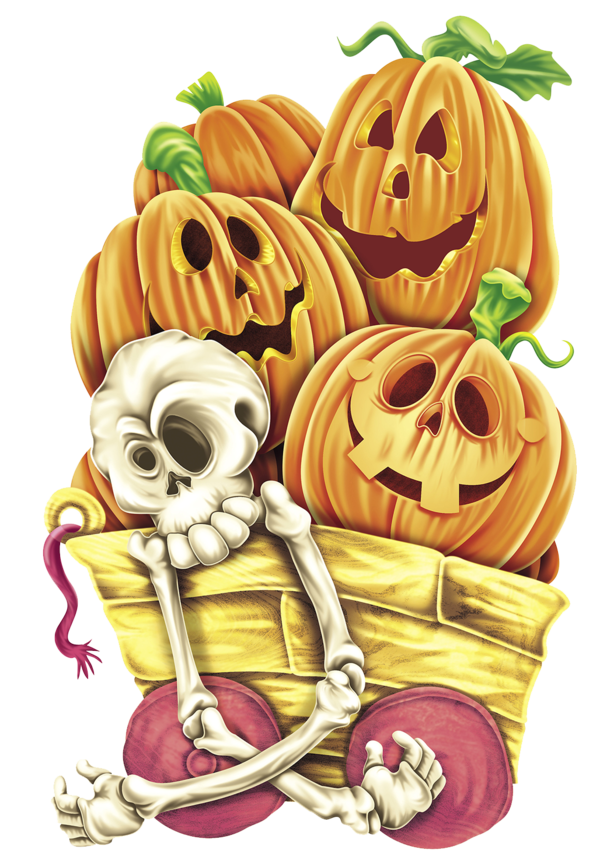 Transparent Jackolantern Skeleton Skull Cartoon Pumpkin for Halloween