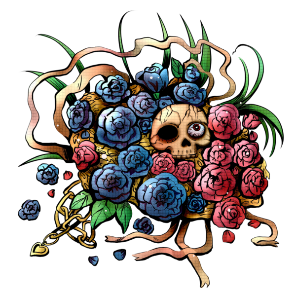 Transparent Calavera Rose Drawing Superfood Plant for Halloween