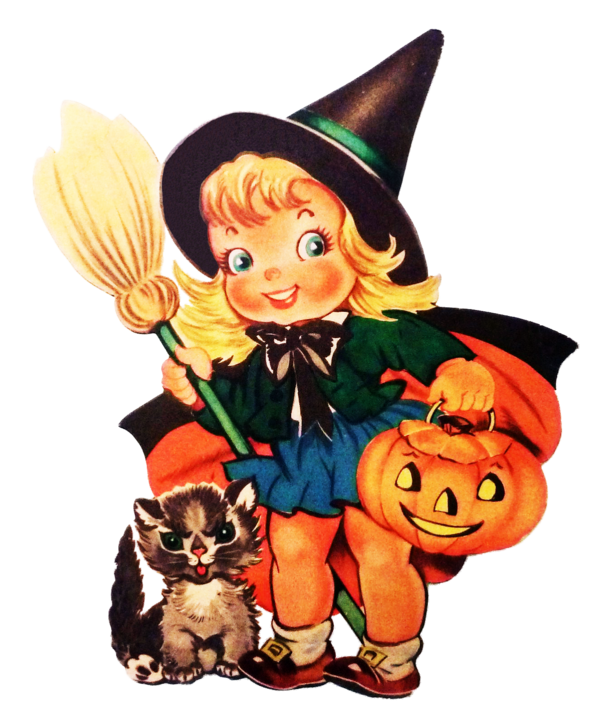 Transparent Vintage kid witch for Halloween