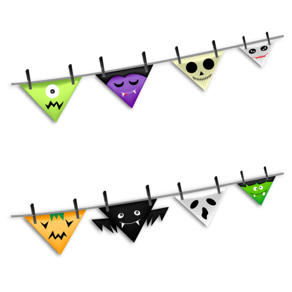 Transparent Halloween Bunting Textile Triangle Symmetry for Halloween