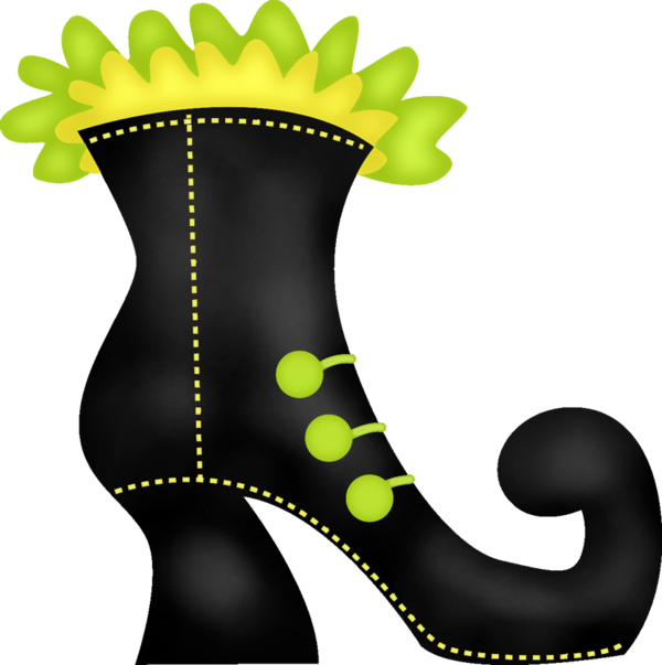 Transparent Shoe Witch Boots Witchcraft Green Grass for Halloween