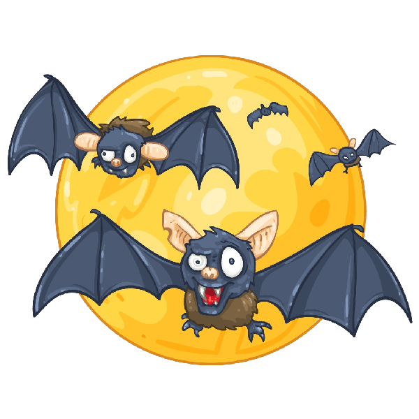 Transparent Full Moon Moon Lunar Calendar Bat Yellow for Halloween