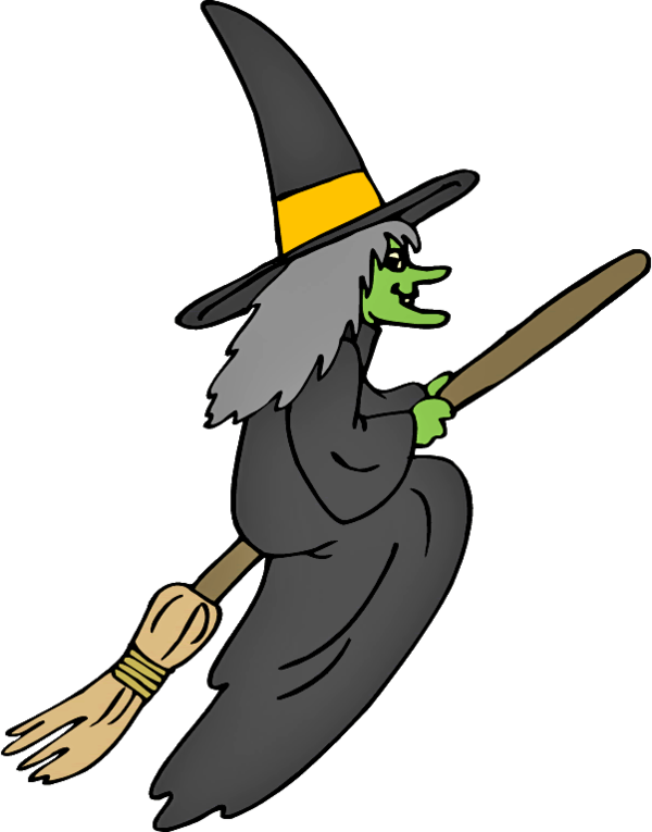 Transparent Broom Witch Drawing Yellow Beak for Halloween