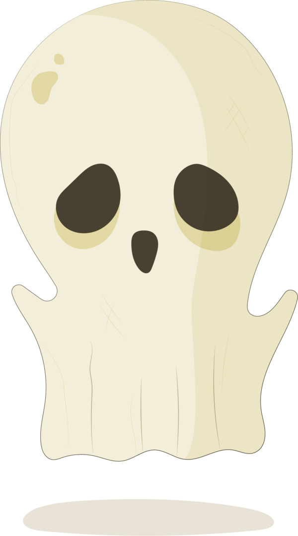 Transparent Cartoon Drawing Human Skeleton Head Snout for Halloween