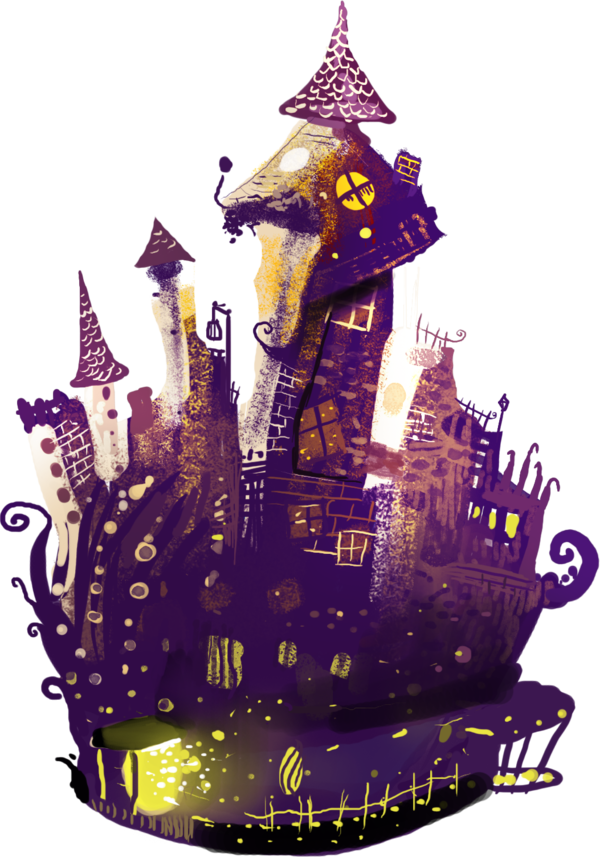 Transparent Halloween Cartoon Fairy Tale Purple Caravel for Halloween