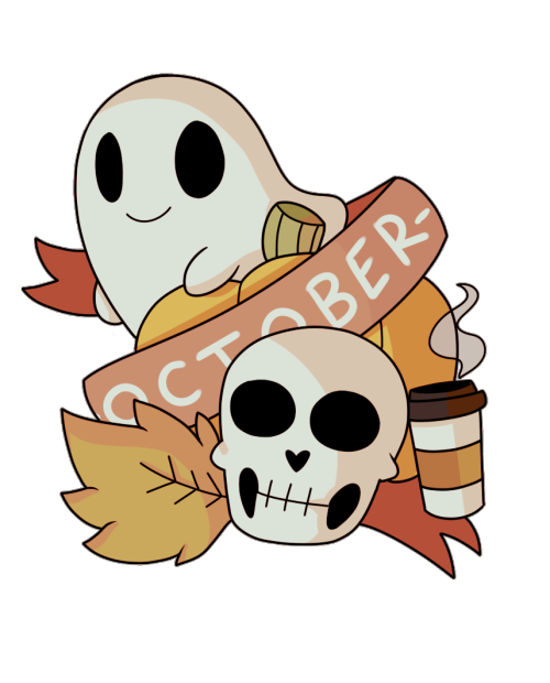 Transparent Halloween Drawing Linocut Skull Food for Halloween