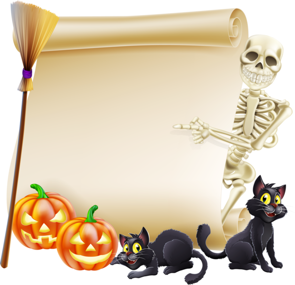 Transparent Halloween Scroll Witchcraft Cat for Halloween
