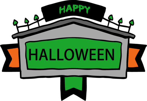 Transparent Cartoon Green Festival Logo for Halloween