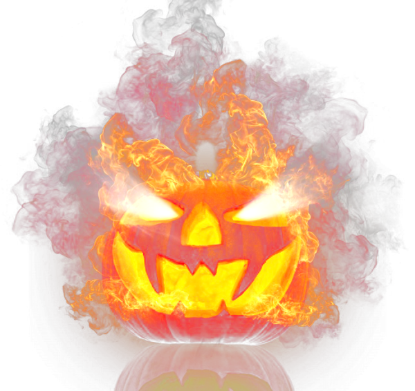 Transparent Calabaza Pumpkin Jackolantern Orange Flame for Halloween