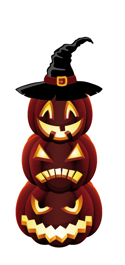 Transparent Jack O Lantern with witch hat for Halloween