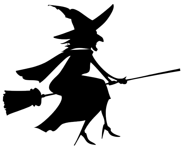 Transparent Witchcraft Black And White Halloween Silhouette for Halloween