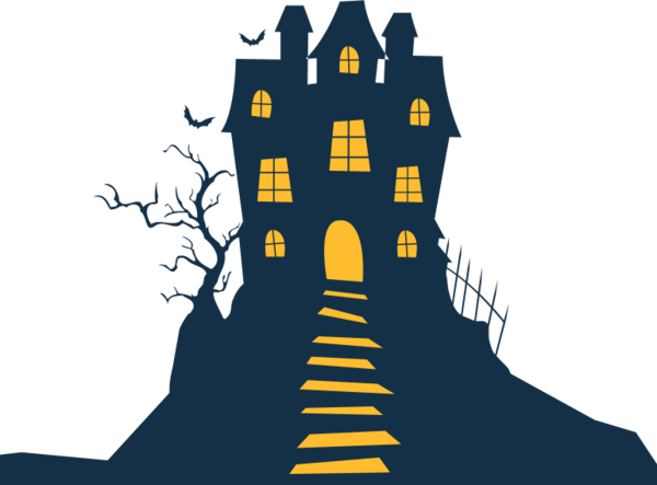 Transparent Haunted House Halloween Homeaway Silhouette Line for Halloween