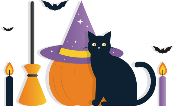 Transparent Halloween Computer Graphics Holiday Purple Kitten for Halloween