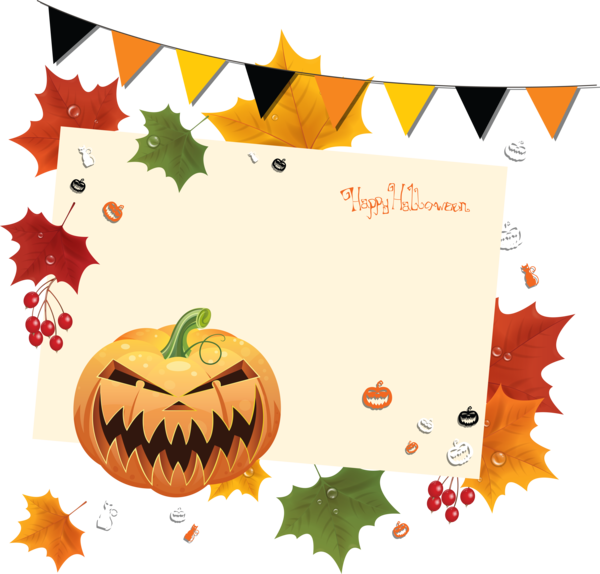 Transparent Halloween Pumpkin Halloween Card Leaf Food for Halloween