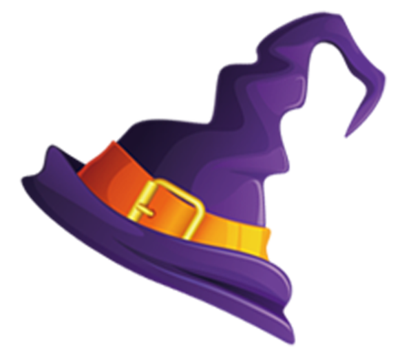Transparent Hat Witch Drawing Purple Violet for Halloween