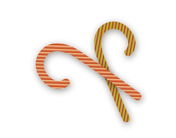 Transparent Candy Cane Crutch Ribbon Orange Text for Christmas