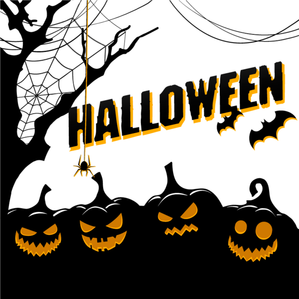 Transparent Halloween Jack O Lantern Pumpkin Yellow Text for Halloween