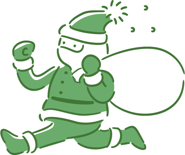Transparent christmas Green Cartoon Line art for santa for Christmas