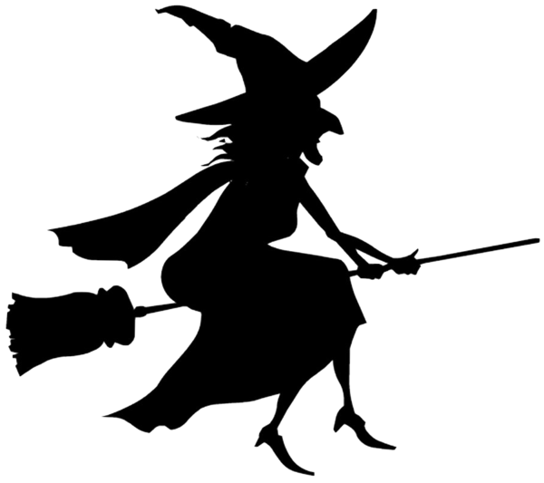 Transparent Black And White Witchcraft Halloween Silhouette for Halloween