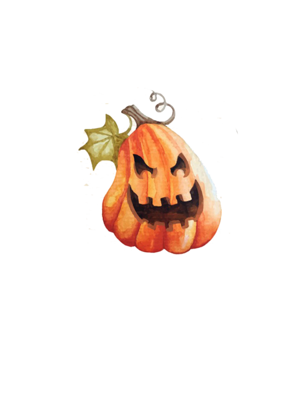 Transparent Halloween Watercolor Painting Pumpkin Food Calabaza for Halloween