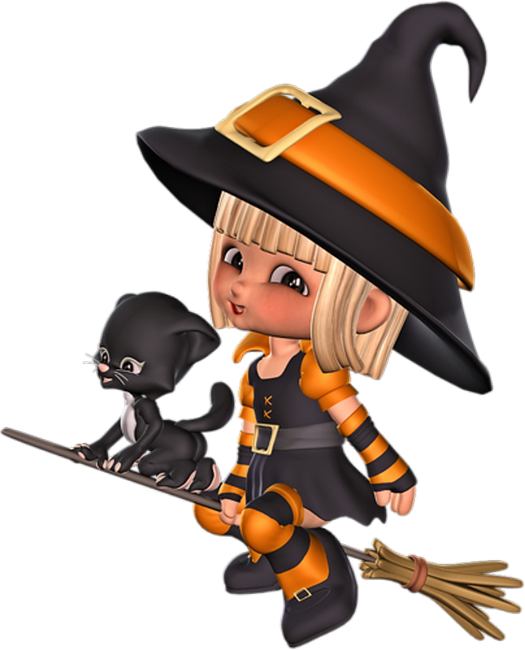 Transparent Halloween Broom Witch Figurine Toy for Halloween