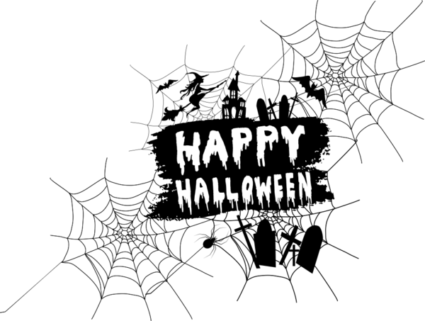 Transparent Spider Spider Web Halloween Text Logo for Halloween