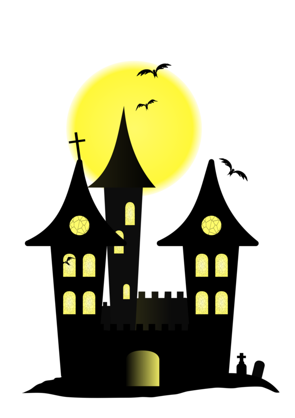 Transparent Halloween Castle Haunted House Smiley Silhouette for Halloween