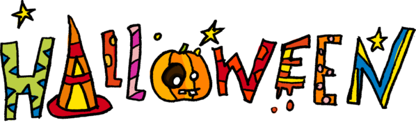 Transparent Cute cartoon Halloween text art for Halloween