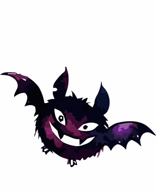 Transparent Bat Cartoon Halloween Purple for Halloween