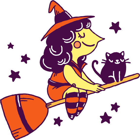 Transparent Witchcraft Halloween Poster Purple Cartoon for Halloween