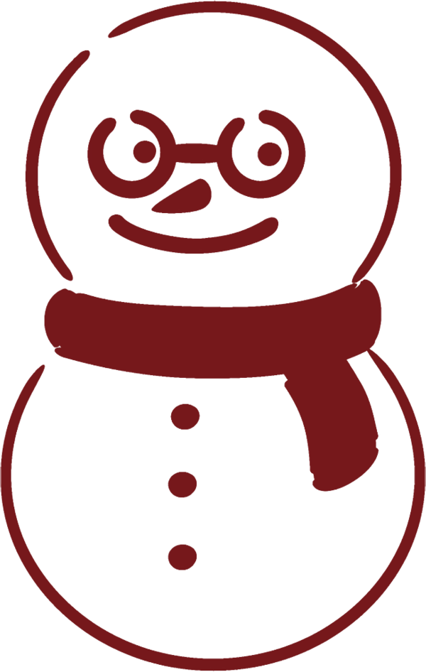 Transparent christmas Facial expression Red Line art for snowman for Christmas