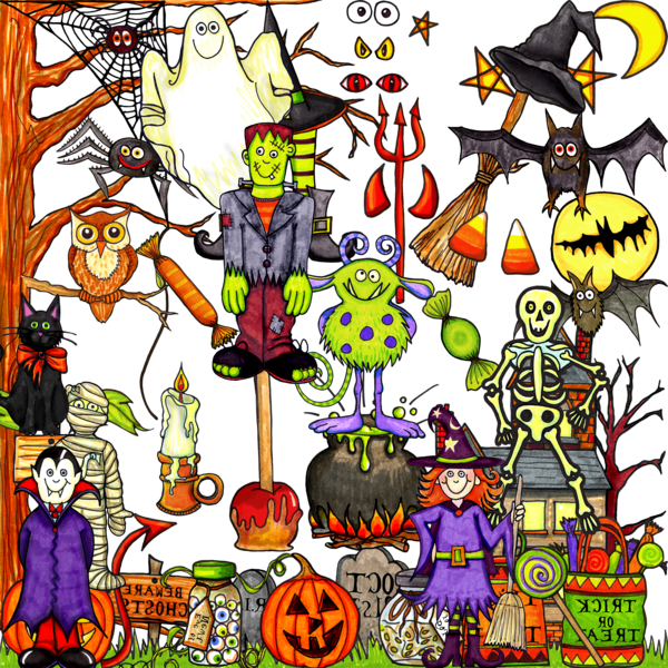 Transparent Halloween Jack O Lantern Festival Recreation Pattern for Halloween