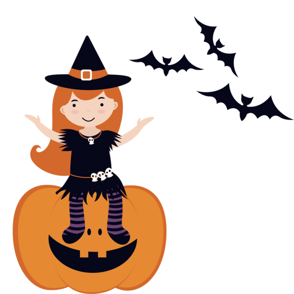 Transparent Witchcraft Pumpkin Jackolantern Witch Hat Cartoon for Halloween