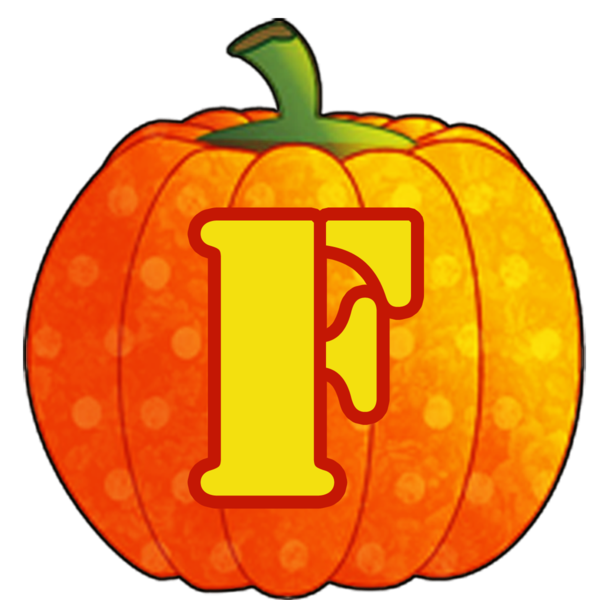 Transparent Jackolantern Letter Alphabet Orange Pumpkin for Halloween