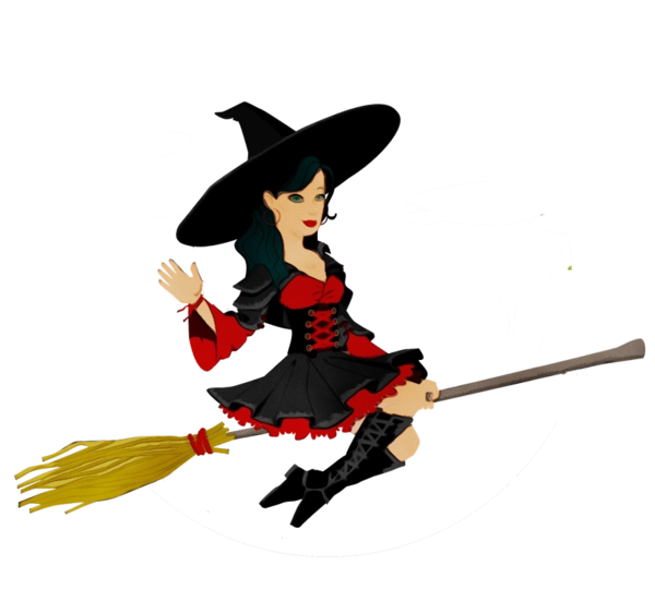 Transparent Broom Witchcraft Witch Cartoon for Halloween
