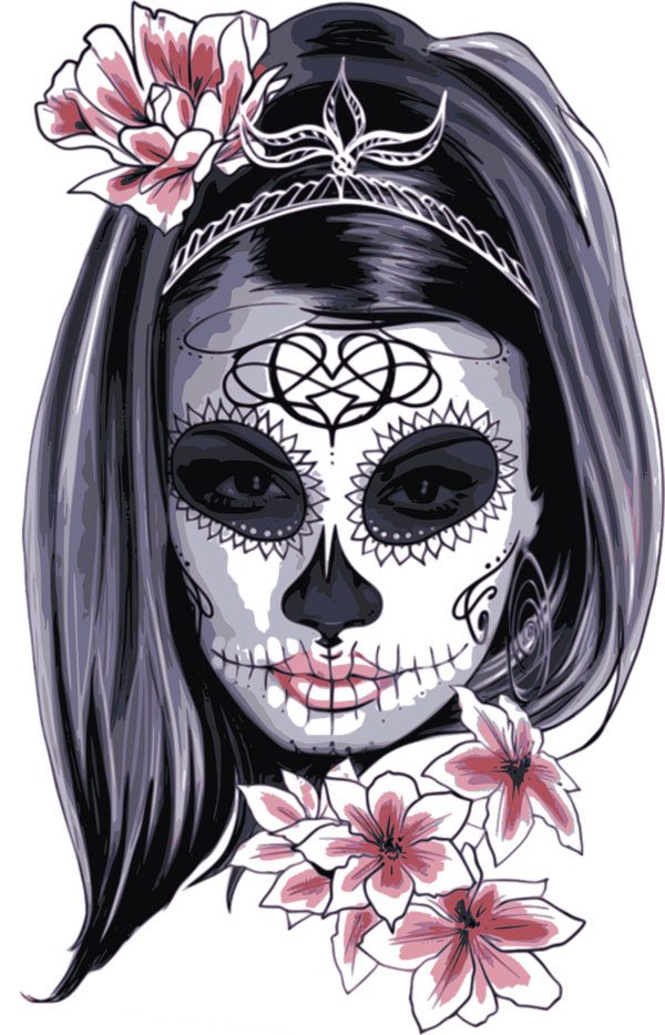 Transparent La Calavera Catrina Calavera Skull Visual Arts Head for Halloween
