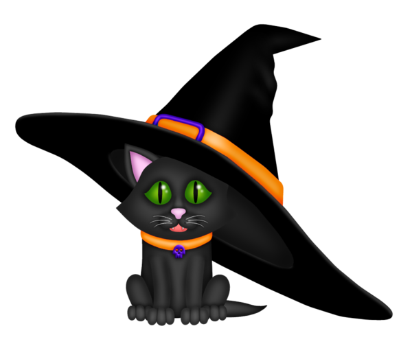 Transparent Cat Black Cat Drawing Witch Hat for Halloween